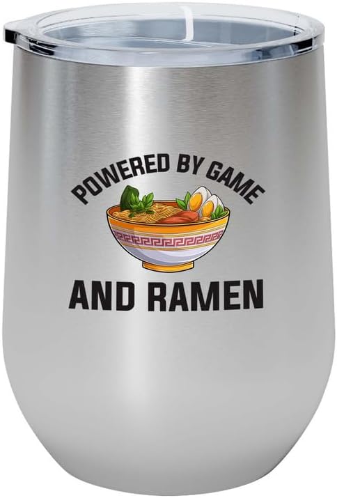Ramen Lover Silver Edition Wine Tumbler 12oz - Powered by game - Food Lovers chicken pumpkin vegan pantry spicy noodles