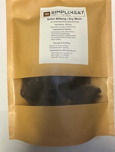 SimpliMEAT Safari Beef Biltong (Jerky) 1lb (16oz) Air-Dried Sugar-Free Dairy-Free Paleo Keto