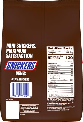 SNICKERS Minis Size Milk Chocolate Candy Bar Bulk Assortment 35.6 oz Bag (Pack of 2)