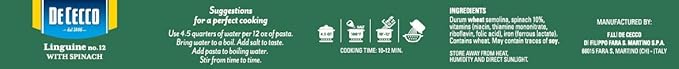 De Cecco Spinach Pasta Linguine No.7 12 Ounce (Pack of 12)
