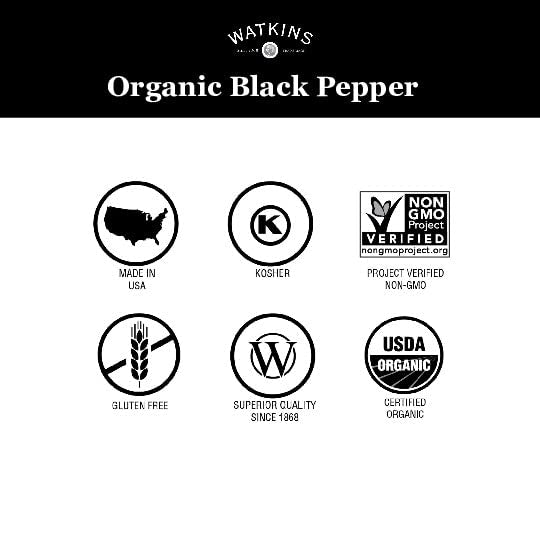 Watkins Organic Pure Ground Black Pepper 4 oz. 12 Count
