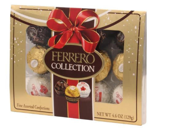 Ferrero Rocher Valentine's Day Gift Bundle -Assorted Chocolate Teddy Bear Share The Love Holographic Rose Valentines Day Themed Gift Bag (12 Piece Ferrero Collection Confections)