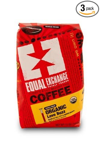 Equal Exchange Organic Coffee Love Buzz Whole Beans 3 - 12 oz Bags