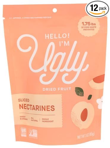 Hello Im Ugly Dried Nectarines Sliced 3 oz (Pack of 12)
