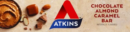 Atkins Chocolate Almond Caramel Protein Meal Bar High Fiber 15g Protein 1g Sugar 3g Net Carbs Meal Replacement Keto Friendly 8 Count