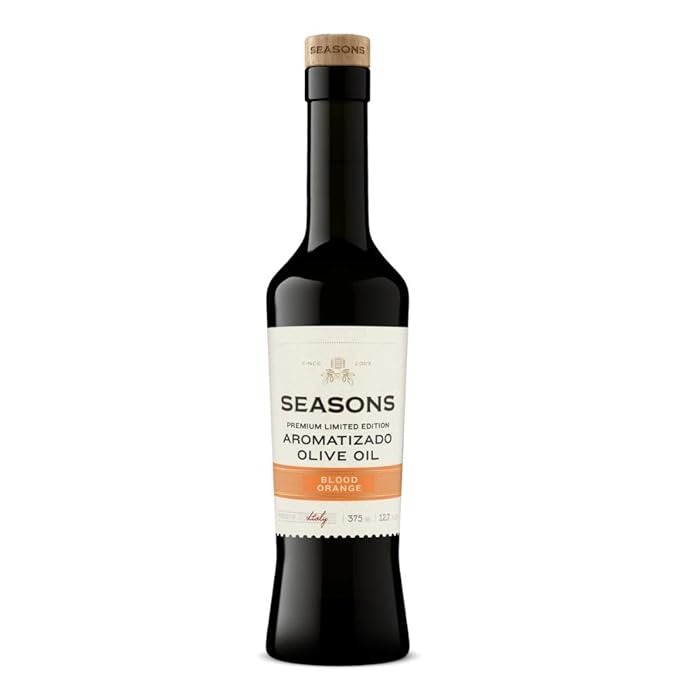 Seasons Blood Orange Infused Olive Oil – Zesty &amp Citrusy Perfect for Salads Roasted Vegetables and Baking (375ml)
