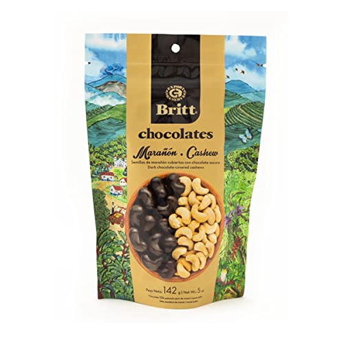 Cafe Britt® Chocolates - Dark Chocolate-covered Gourmet Nuts (4 Pack) (Almonds Cashews Macadamias Hazelnuts) (5 oz each) Gourmet Dark Chocolate Gluten Free No Artificial Ingredients No Trans Fat