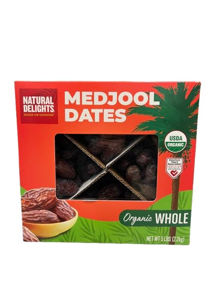Natural Delights Organic Medjool Dates Whole 5 Pounds