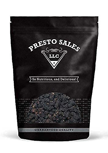 Mulberries FRESH Dried Black - No sugar added Delicious Quality Vegan User Friendly Snack Healthy Ingredient Luscious Packed in a resealable 1 lb. (16 oz.) pouch bag by Presto Sales LLC