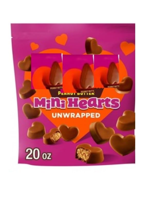 Milk Chocolate Peanut Butter Hearts Candy 20 oz Count unwrapped Kosher Classroom Exchange (20oz Mini Hearts)