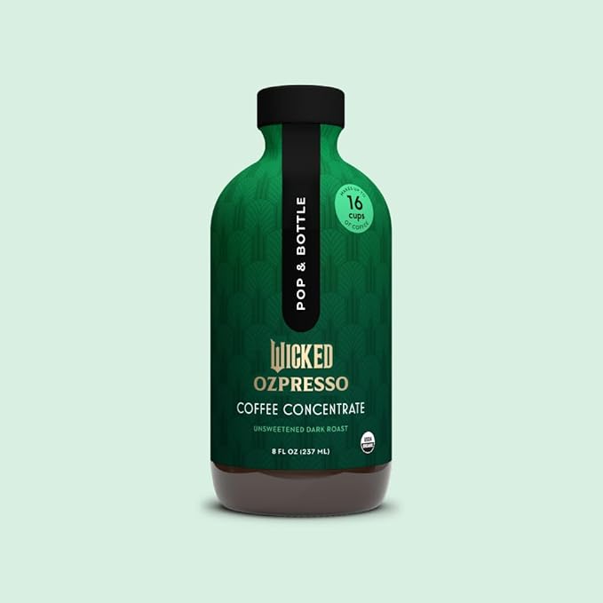 Pop &amp Bottle Ozpresso Coffee Concentrate - Instant Cold Brew Espresso-Style Concentrate for Hot or Iced Drinks 90 mg of Caffeine per Tablespoon Unsweetened Dark Roast Makes Up to 16 Cups - 8 f