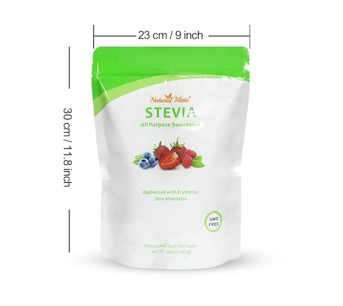 Natural Mate Zero Calorie Sweetener - Organic Stevia Granular Powder Blended with Erythritol - 2:1 Sugar Replacement for Keto Paleo Low GI – (3Lb/48OZ Pack of 1)