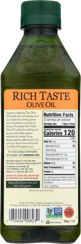 Pompeian Rich Taste Olive Oil High Heat Cooking Baking &amp Sauteing High Smoke Point 16 Fl Oz (Pack of 5)