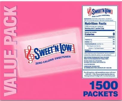 Swweet Low Zeero-Calorie Sweetener 1500 Packets Sweet and Low Sugar Substitute for Coffee Bulk Pack N Sugar Alternative Sweetener Travel Size Packets Plus Edlvs STicker