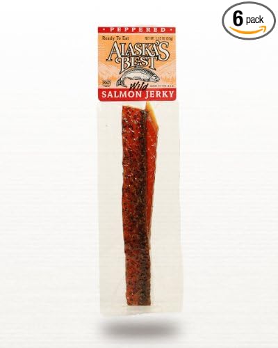 Alaska's Best Wild Salmon Jerky 1 oz. Stick - Peppered (6 Sticks)