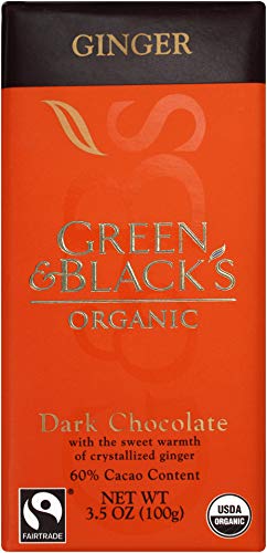 Dark Chocolate with Ginger Organic 3.50 Ounces (10 Bars)