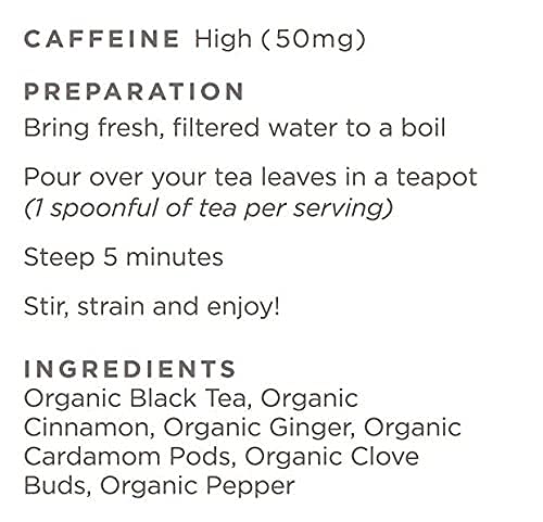 Golden Moon Tea Organic Masala Chai Black Tea - Pure &amp Authentic Blend - Loose Leaf Non-GMO - Half Pound (96 Servings)