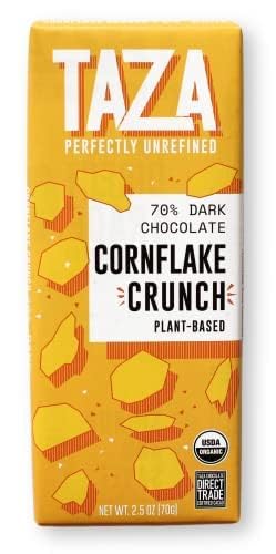 Taza Chocolate Organic Smooth &amp Crunchy 70% Dark Bar Variety Pack Bundle 2.5 oz (4 count) Vegan