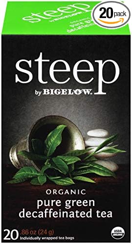 steep Organic Pure Green Decaf 20 Count Box Certified Organic Gluten-Free Kosher Tea in Foil-Wrapped Bags
