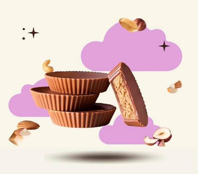 7th Heaven Vegan Oat Milk Chocolate Cups: Variety Pack (Mixed Nuts Cream Hazelnut Cream &amp Rice Crisps Caramelized Coconut Cups Peanut Butter Cups) - (1.5 oz - 8 Pack) Healthy Chocolate Perfe