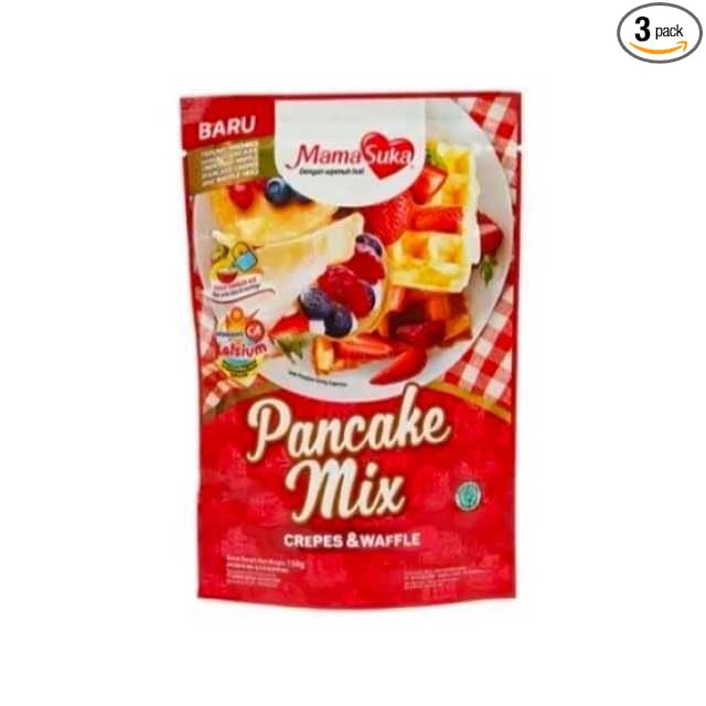 MamaSuka Pancake Mix Crepes &amp Waffle 150 gram (Pack of 3)
