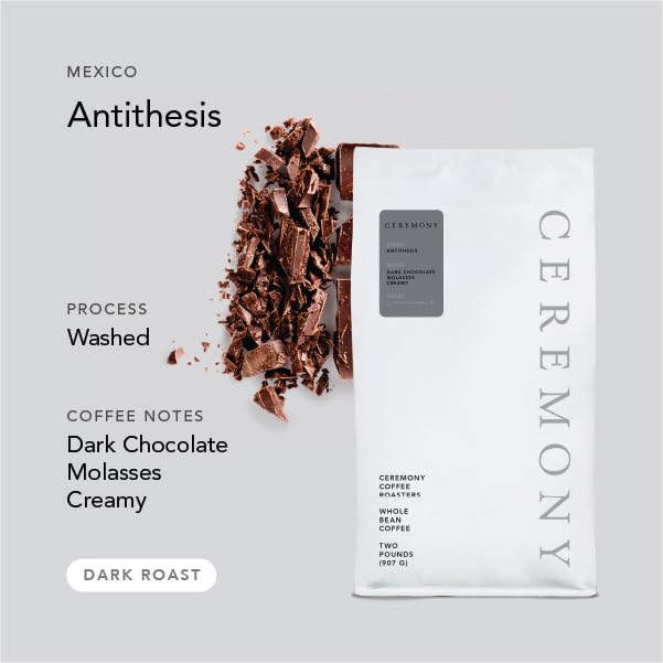 Ceremony Coffee Roasters - Antithesis Dark Roast Blend - Specialty Whole Bean or Ground Coffee - 2lb Bag (Espresso - Fine Grind)