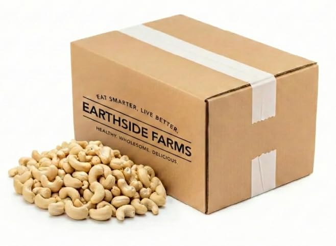Dry Roasted Cashews W320 Unsalted Non-GMO Vegan Snack Bulk 25 lb (25 Pounds) Case for Baking Foodservice and Wholesale Use