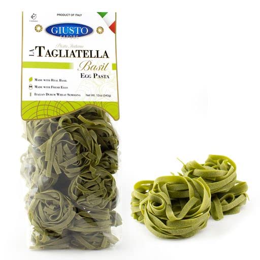 Giusto Sapore Italian Pasta - Egg 340g - Premium Bronze Drawn Durum Wheat Semolina Gourmet Pasta Brand - Imported from Italy and Family Owned (Spinach 6 Pack)