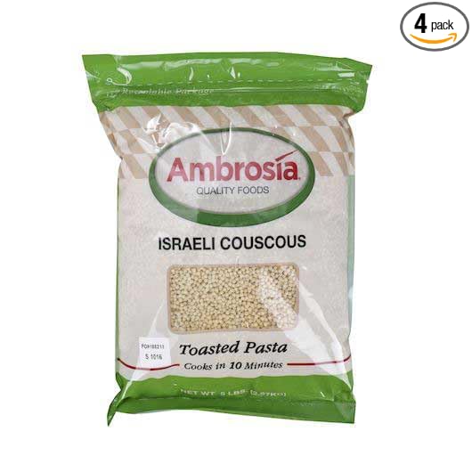 Savor Imports Ambrosia Toasted Israeli Couscous Pearl-Shaped Pasta 5 Pound 4 per Case High Protein Ambient Temperature Storage