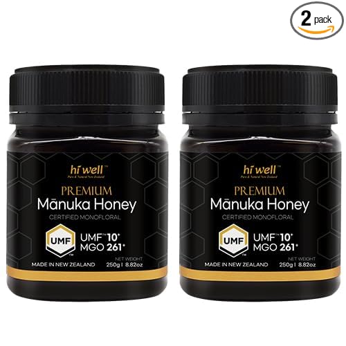 (Pack of 2) Hi Well Premium Manuka Honey Certified Monofloral UMF 10+ MGO 261+ 250g