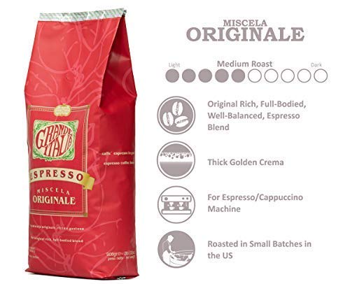Grande Italia Whole Bean Espresso Miscela Originale Small Batch Artisan Roasted 2lb