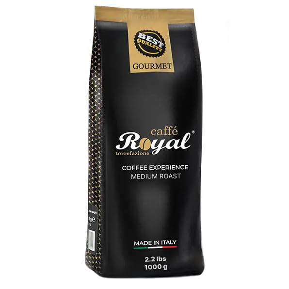 Royal Caffé Italian Coffee Beans – Gourmet Medium Roast 70% Arabica 30% Robusta Blend Balanced Sweetness and Intense Aroma Whole Bean 2.2 lbs (1000 Grams) Made in Italy