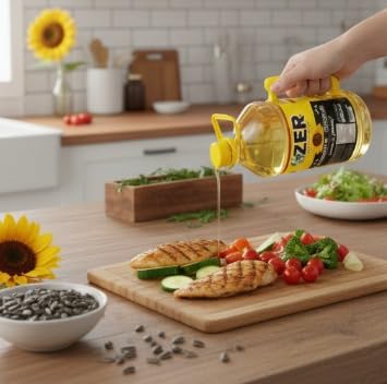Sunflower Oil 1 Gallon (128 fl oz) – Non-GMO Naturally Refined Cooking Oil for Frying Baking High Smoke Point Light Neutral Taste Ideal for Home &amp Foodservice