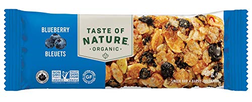 Taste of Nature Organic Blueberry Snack Bar - Healthy Gluten Free Non GMO Vegan Snack Bars with Mixed Nuts Fruits and Seeds - 16-Count Snack Pack