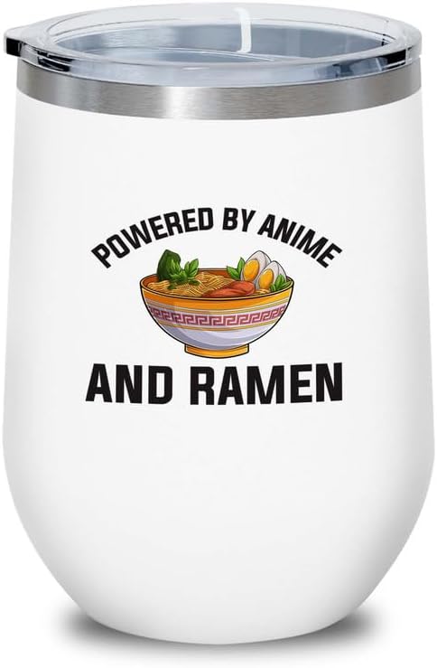 Ramen Lover White Edition Wine Tumbler 12oz - Powered by anime - Food Lovers chicken pumpkin vegan pantry spicy noodles