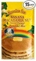 (Pack of 15 Bags) Hawaiian Sun Banana Macadamia Nut Pancake Mix 6 oz. Each