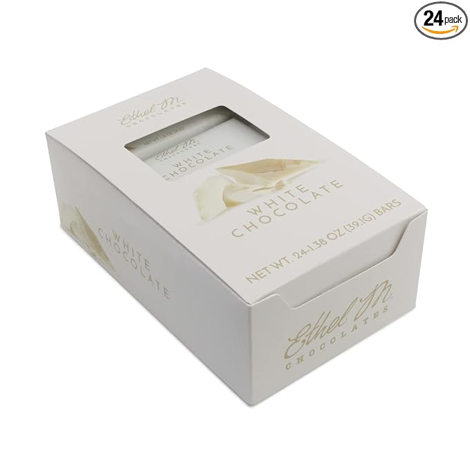 Ethel M Chocolates Premium White Chocolate Bars Individually Wrapped Chocolate Candy Bars for Gifting Holidays &amp Everyday Indulgence (24 Pieces)