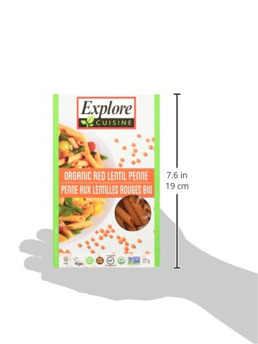 Explore Cuisine Organic Red Lentil Penne Pasta Non GMO 8 Ounces (Pack Of 6)