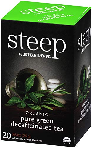 steep Organic Pure Green Decaf 20 Count Box Certified Organic Gluten-Free Kosher Tea in Foil-Wrapped Bags