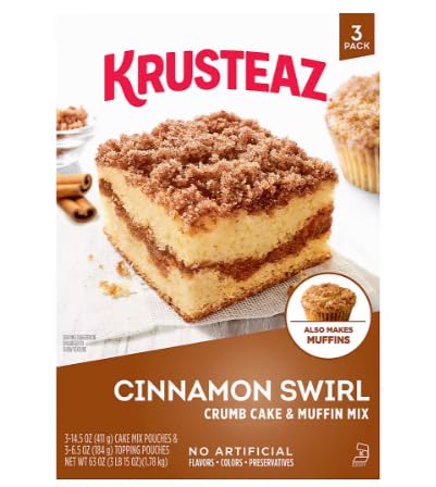 Cinnamon Swirl Cake Mix 3 Pack - 14 oz Pouches with 3 Cake Topping Pouches
