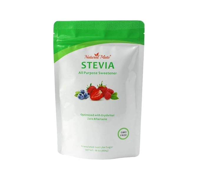 Natural Mate Zero Calorie Sweetener - Organic Stevia Granular Powder Blended with Erythritol - 2:1 Sugar Replacement for Keto Paleo Low GI – (1Lb/16OZ Pack of 3)