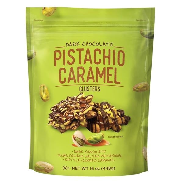 Pistachio Clusters Dark Chocolate Roasted &amp Salted Pistachios Kettle-Cooked Caramel. [ 16 oz 1 lb ]