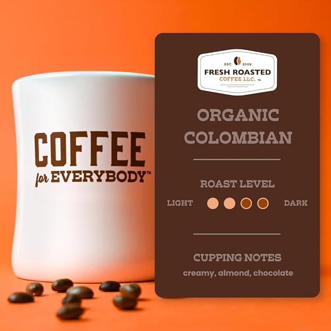 Fresh Roasted Coffee Organic Colombian | USDA Organic 100% Single Origin Kosher | Medium Roast 2 lb (32 oz) Whole Bean