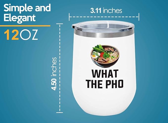 Ramen Lover White Edition Wine Tumbler 12oz - What the pho - Food Lovers chicken pumpkin vegan pantry spicy noodles