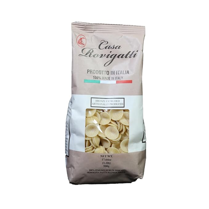 Casa Rovigatti Orecchiette 100% Italian Durum Wheat Semolina Pasta Bronze Extruded Artisanal 17.64 oz 4 Pack