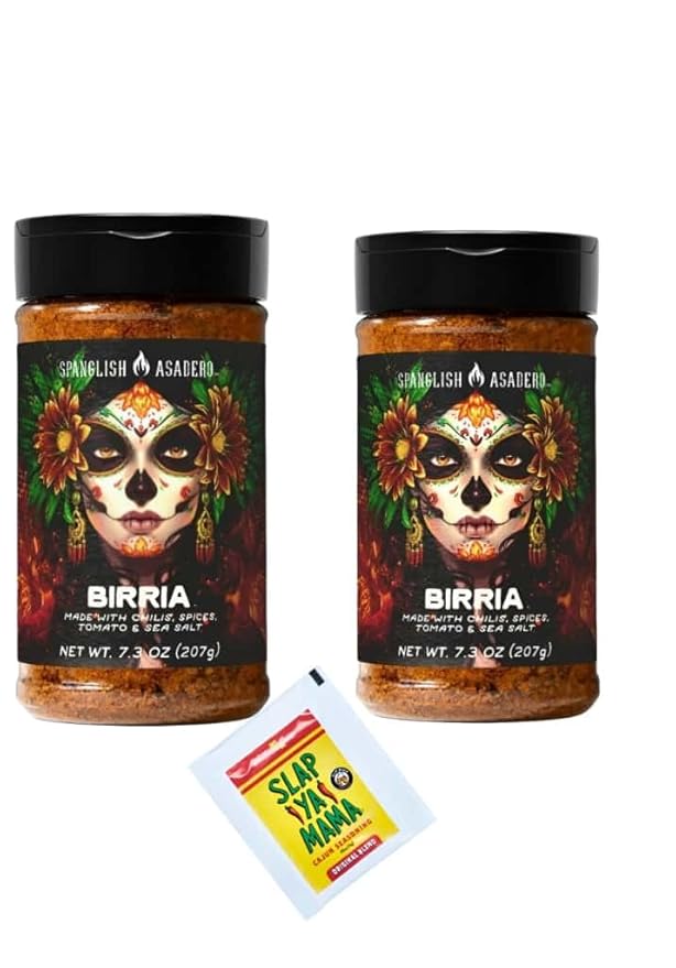 Mexican Traditional Seasoning Mix Asadero-Style Spice Blend for Chicken Beef Pork and Vegetables with Bonus Slap Ya Mama Seasoning Packet (7.3 oz/2 pk Birria)