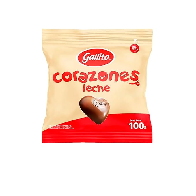 Gallito Chocolate Covered Hearts – 3-Pack (300g / 10.58 oz) – Traditional Costa Rica Candy and Authentic Costa Rica Food – Chocolate-Coated Heart-Shaped Treats in Cream &amp Red Packaging for Valenti