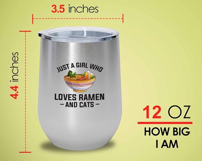 Ramen Lover Silver Edition Wine Tumbler 12oz - Just a girl who loves - Food Lovers chicken pumpkin vegan pantry spicy noodles
