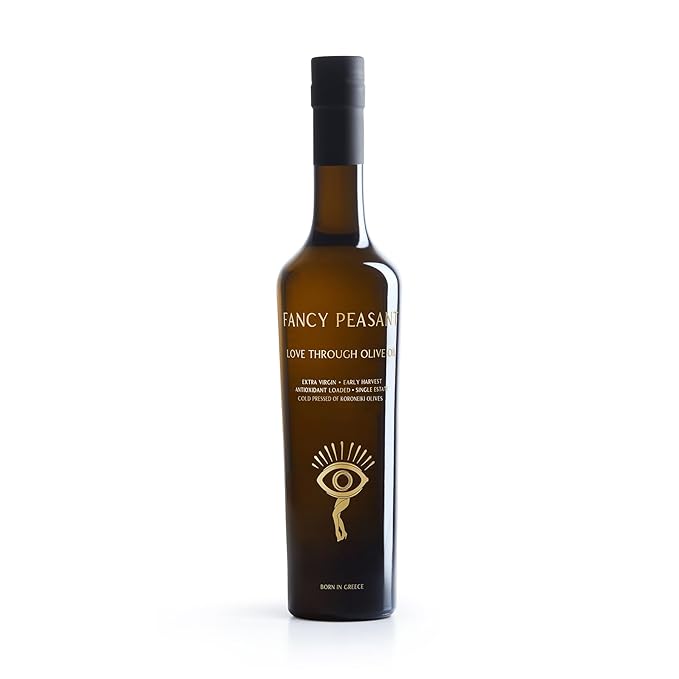 Fancy Peasant Everything Olive Oil 500ML Bottle of Greek Extra Virgin Olive Oil Polyphenol Rich EVOO with Olives from Greece