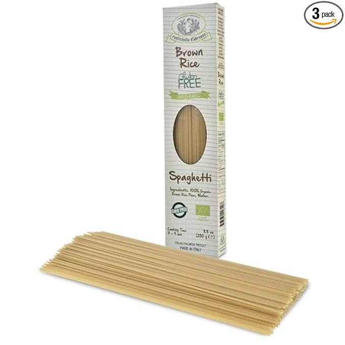 rustichella d'abruzzo Organic Gluten Free Brown Rice Spaghetti 8.8 Ounce (Pack of 3)